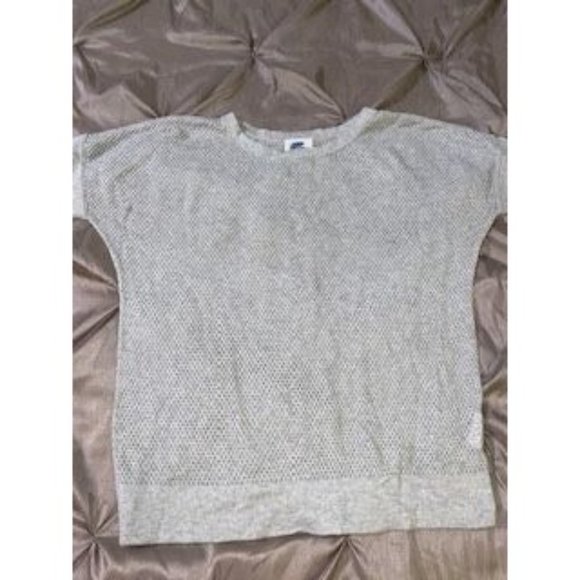 Old Navy Grey Mesh Top-M - Picture 3 of 5